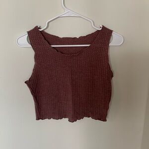 Mauve waffle knit cropped tank top